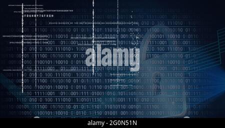 Composition de l'icône de cadenas de sécurité en ligne et du codage binaire Banque D'Images