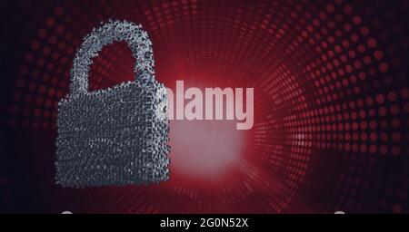 Composition d'une icône de cadenas de sécurité en ligne formée de particules grises Banque D'Images