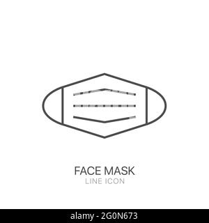 Masque chirurgical, médical pour le visage qui protège les maladies aéroportées, les virus. Icône de vecteur de contour. Signe de ligne. Contour modifiable Illustration de Vecteur