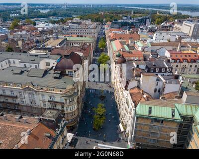 Vue sur la rue Knez Mihailova à Belgrade Banque D'Images