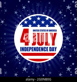 US 4th of July Independence Day Celebration background banner or greeting card, with text and USA Flag elements. Banque D'Images