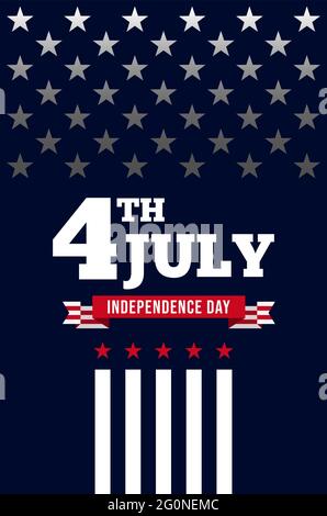 US 4th of July Independence Day Celebration background banner or greeting card, with text and USA Flag elements. Illustration de Vecteur