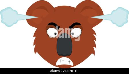 Vecteur émoticône illustration du visage d'un dessin animé koala, avec une expression en colère et fume des oreilles Illustration de Vecteur