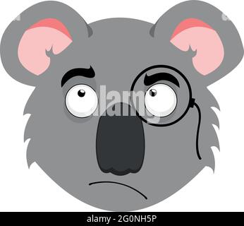 Illustration d'émoticône vectoriel du visage d'un koala de dessin animé avec une expression de pensée Illustration de Vecteur