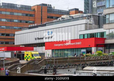 St Thomas Hospital Emergency Department, A et E. London, Grande-Bretagne, 29 mai 2021. Banque D'Images