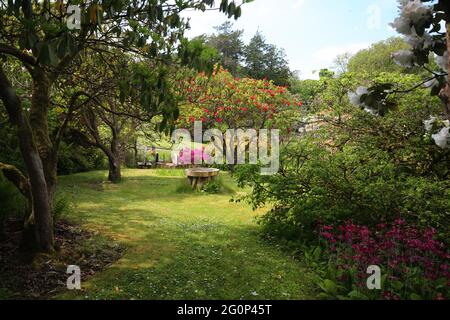 Château de Glenapp, Ballantrae, Girvan KA26 0NZ, Écosse, Royaume-Uni. 5 étoiles Luxury Castle Hotel, Ayrshire dans le sud-ouest de l'Écosse. Le jardin clos Banque D'Images