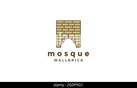 mur de briques dôme logo mosquée symbole vecteur icône illustration graphique conception Illustration de Vecteur