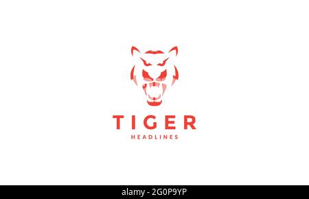 tête roar tigre forme plate logo symbole vecteur icône illustration design graphique Illustration de Vecteur