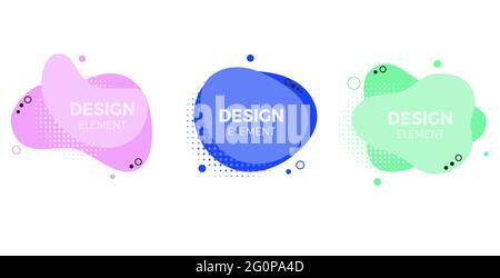 Ensemble d'éléments graphiques modernes abstraits. Jeu de formes de gradient de liquide et de bannières. Illustration de Vecteur