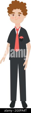 homme portant un élégant costume avec cravate rouge Illustration de Vecteur