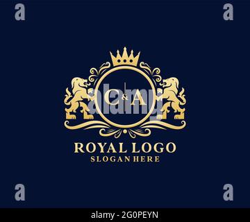 MODÈLE DE logo de luxe ROYAL Lion DE LETTRE CA en illustrations vectorielles pour les restaurants, les royalties, les boutiques, les cafés, les hôtels, Héraldique, bijoux, mode et autre vecteur il Illustration de Vecteur