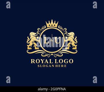 Lettre LU Lion Royal Luxury logo template en illustrations vectorielles pour restaurant, Royalty, Boutique, café, Hôtel, Héraldique, bijoux, mode et autre vecteur il Illustration de Vecteur