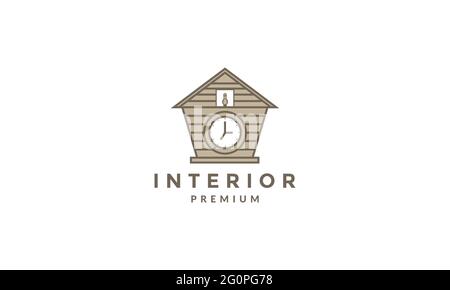 horloge en bois logo moderne symbole icône vecteur graphique illustration Illustration de Vecteur