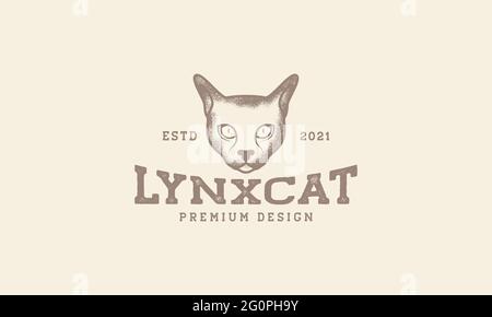 tête vintage animal sphynx chat logo vecteur symbole icône design illustration graphique Illustration de Vecteur