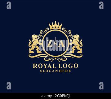 ZA Letter Lion Royal Luxury logo template en illustrations vectorielles pour restaurant, Royalty, Boutique, café, Hôtel, Héraldique, bijoux, mode et autre vecteur il Illustration de Vecteur