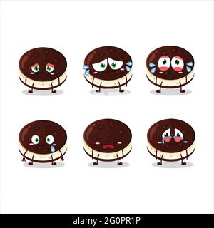 Personnage de dessin animé dorayaki au chocolat avec une triste expression. Illustration vectorielle Illustration de Vecteur