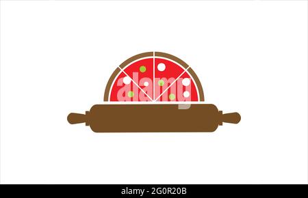 Pizza avec icône représentant un logo représentant une épingle à roulettes illustration vectorielle Illustration de Vecteur