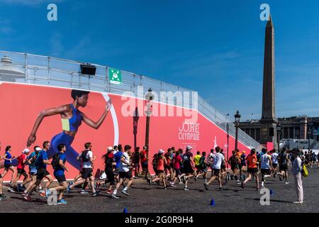 FRANCE. PARIS (8ÈME ARRONDISSEMENT). JOURNÉE OLYMPIQUE, PLACE DE LA CONCORDE, 23 JUIN 2019 Banque D'Images