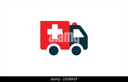 Modèle de vecteur d'illustration du logo du camion de livraison de médicaments ou de l'icône de voiture Ambulance Illustration de Vecteur