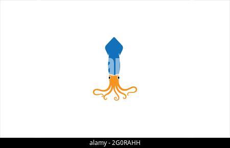 Illustration du modèle de conception du logo Blue Squid Vector Icon Illustration de Vecteur