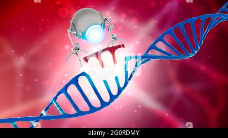 Nanorobotics est un domaine technologique émergent qui crée des machines ou des robots dont les composants sont à ou près de l'échelle d'un nanomètre. Nanotechnologies Banque D'Images