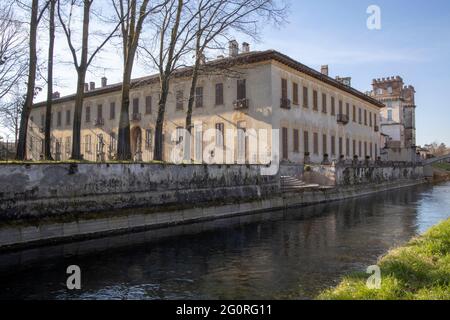 Robecco sul Naviglio Villa Gaia et Palazzo Archinto, Milan, Lombardie, Italie Banque D'Images