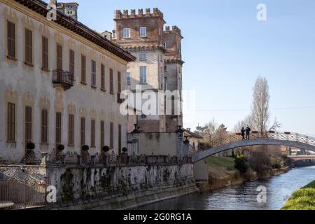 Robecco sul Naviglio Villa Gaia et Palazzo Archinto, Milan, Lombardie, Italie Banque D'Images