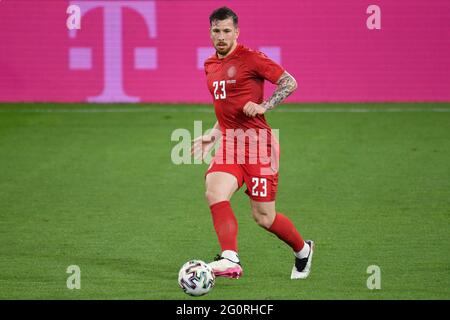 Stade Innsbruck/Tivoli. Allemagne, 02/06/2021, Pierre Emile HOEJBJERG (DEN). Action, action unique, image unique, découpe, prise de vue corps entier, Football de figure entier Laenderspiel, jeu amical, Allemagne (GER) - Daenemark (DEN) 1-1 sur 02.06.2021 à Innsbruck/Tivoli Stadium. Banque D'Images