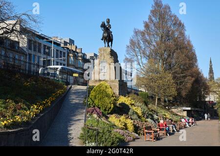 Le Royal Scots Grays Monument, Princes Street Garden Édimbourg, Écosse Banque D'Images
