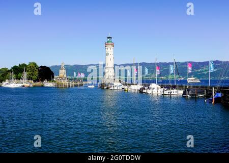 Harborand New Lighthouse à Lindau, Bavière, Allemagne. Banque D'Images