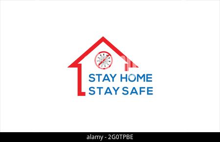 Rester à la maison rester en sécurité vecteur icône Self isolation logo design modèle vectoriel Illustration de Vecteur
