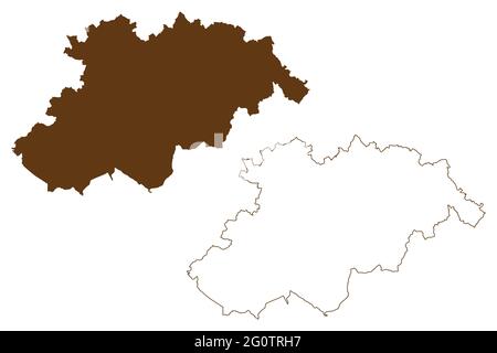 Erzgebirgskreis district (République fédérale d'Allemagne, district rural de Swabia, État libre de Saxe) carte illustration vectorielle, scribble sketch Erzgebirg Illustration de Vecteur