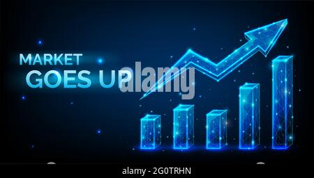 L'augmentation du taux de change ou des stocks sur le marché augmente, marché haussier - diagramme polygonal bas avec une flèche vers le haut, illustration vectorielle Illustration de Vecteur