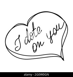 Calligraphie Déclaration d'amour écrite à la main, synonyme de l'expression Je t'aime. Saint Valentin. Illustration de Vecteur