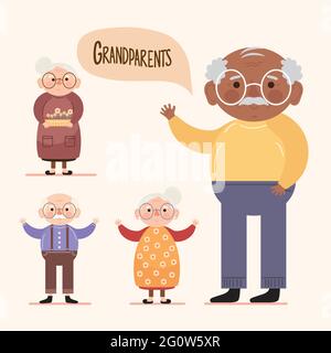 quatre grands-parents Illustration de Vecteur