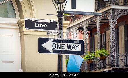 Plaque de Rue le sens moyen de l'amour Banque D'Images