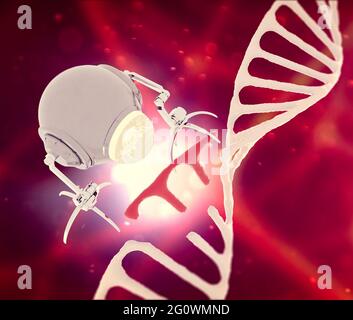 Nanorobotics est un domaine technologique émergent qui crée des machines ou des robots dont les composants sont à ou près de l'échelle d'un nanomètre. Nanotechnologies Banque D'Images