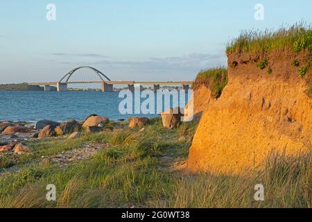 Grande banque, Fehmarn Sound Bridge, West Beach, Großenbrode, Schleswig-Holstein, Allemagne Banque D'Images