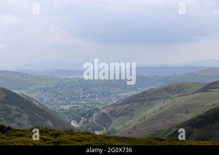 La belle long Mynd incluant des cascades, des paysages et de la beauté Banque D'Images