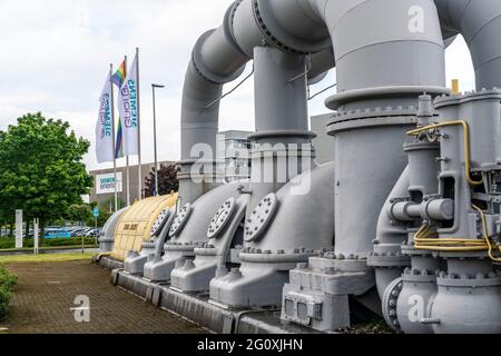 Site de production de Siemens Energy à Müllheim an der Ruhr, turboset Schelle, turbine de 60 mégawatts à partir de 1934, NRW, Allemagne Banque D'Images