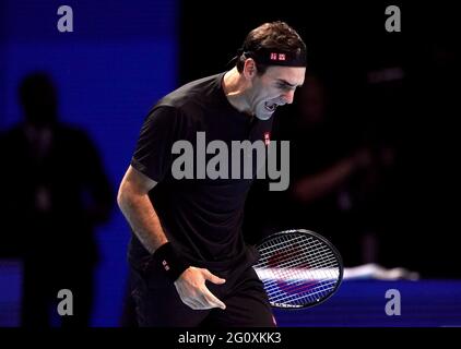 Photo du dossier datée du 16-11-2019 de Roger Federer. Date de publication : jeudi 3 juin 2021. Banque D'Images