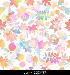 Un arrière-plan sans couture avec des feuilles d'automne multicolores. Illustration vectorielle Illustration de Vecteur