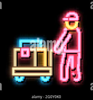 Illustration de l'icône de chariot sur roues au néon Illustration de Vecteur