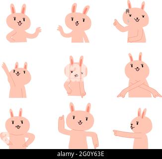 C'est une illustration de lapin qui vous guide en pointant votre doigt Illustration de Vecteur