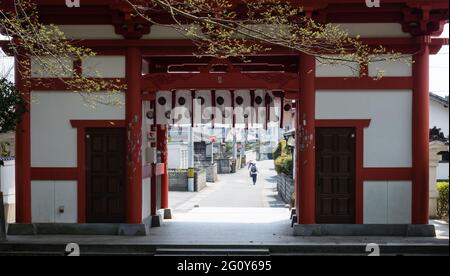 Naruto, Japon - 2 avril 2018 : entrée à Konsenji, temple numéro 3 sur le pèlerinage de Shikoku Banque D'Images