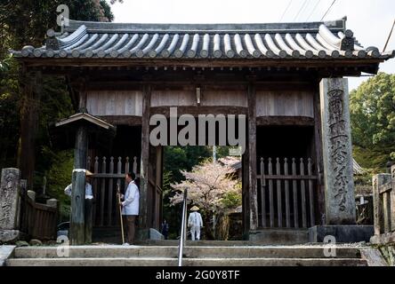 Tokushima, Japon - 3 avril 2018 : entrée à Fujiidera, temple numéro 11 du pèlerinage de Shikoku Banque D'Images