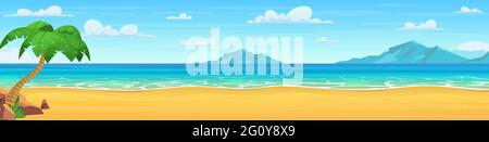 Panorama sur la mer. Plage tropicale Illustration de Vecteur