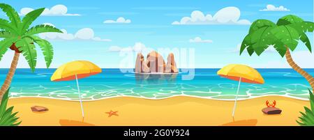 Panorama sur la mer. Plage tropicale Illustration de Vecteur