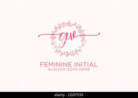 GV beauté monogramme et élégant logo design écriture logo de la signature initiale, mariage, mode, floral et botanique avec modèle créatif. Illustration de Vecteur