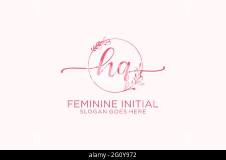HQ monogramme de beauté et élégant logo design écriture logo de la signature initiale, mariage, mode, floral et botanique avec modèle créatif. Illustration de Vecteur
